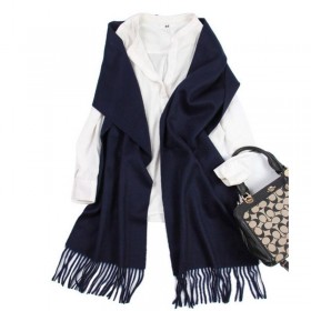 Pure Cashmere Scarves Dark Blue Women Winter Scarf